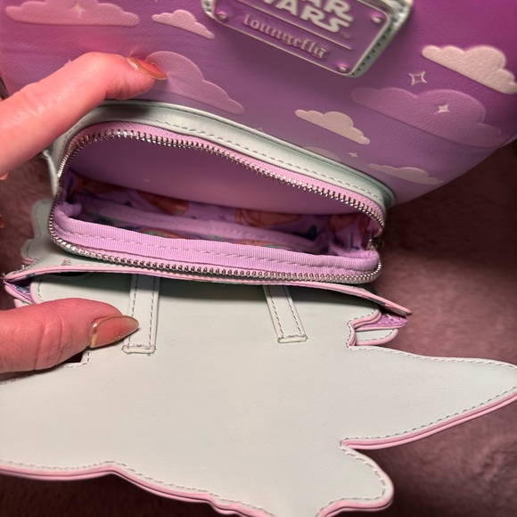 Loungefly Star Wars Pink Backpack with Baby Yoda and Butterflies - Picture 5 of 6